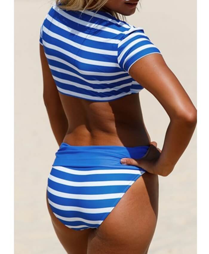 Short Sleeve V Neck Crop Top and Swimwear Panty